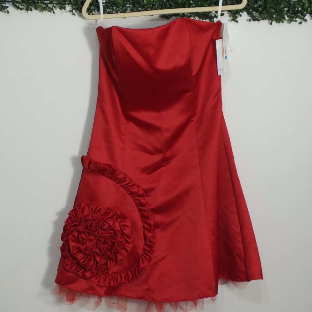 Vintage Jessica McClintock for Gunne Sax Strapless Formal Prom Dress Red 9/10 - Picture 3 of 15